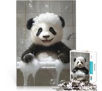 Puzzles pour Adolescents 1000 pièces L'heure du Bain du Panda Jouets de Divertissement Familial Bon Cadeau 38x26cm