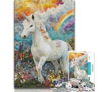 Puzzles pour Adolescents 1000 pièces Licorne Blanche Fantaisie, Jouets éducatifs, Anti-Stress, Cadeaux d'anniversaire Uniques 38x26cm