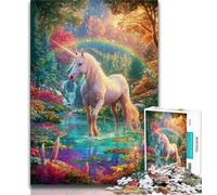 Puzzles pour Adolescents 1000 pièces Licorne Fantastique, Jouets de Divertissement Familial avec Affiche et fiche de Questions Assorties 75x50cm