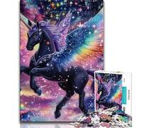 Puzzles pour Adolescents 1000 pièces Licorne Noire pour Adultes Puzzle pour Tuer Le Temps avec des pièces de Formes aléatoires entièrement emboîtables 75x50cm