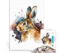 Puzzles pour Adolescents 1000 pièces Lièvre à l'aquarelle Jouets de Jeu pour Cadeau Familial Cadeau Amusant 75x50cm