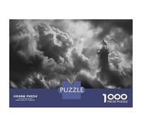 Puzzles pour Adolescents 1000 Pièces Lighthouse Storm Waves Puzzle Jeux Relaxants Défi Difficile Activités Amusantes À La Maison 38x26cm/1000pcs