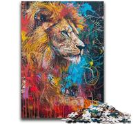 Puzzles pour Adolescents 1000 pièces Lion Graffiti Jouets éducatifs Jeux de Famille Cadeau d'anniversaire, Cadeaux 26x38cm