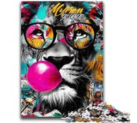 Puzzles pour Adolescents 1000 pièces Lion Graffiti Jouets Jeux éducatifs Soulagement du Stress Décoration d'intérieur Unique et Cadeaux 26x38cm
