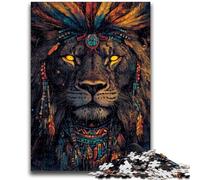 Puzzles pour Adolescents 1000 pièces Lion Indien Jeu Stimulant Jouets à Offrir en Cadeau pour Toute la Famille à partir de 14 Ans 26x38cm