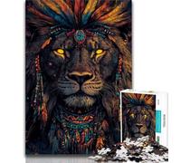 Puzzles pour Adolescents 1000 pièces Lion Indien, Jouets éducatifs, Jeux Anti-Stress, Interaction Parent-Enfant (38x26cm)