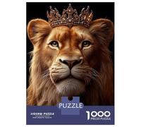 Puzzles pour Adolescents 1000 Pièces Lion King with Golden Crown Puzzles pour Adultes Jeu De Réflexion Décoration Intérieure Interaction Parent-Enfant 52x38cm/1000pcs