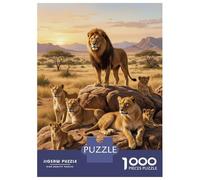 Puzzles pour Adolescents 1000 Pièces Lion Pride on The African Savannah Puzzles pour Adultes Jeu Manuel pour S'amuser en Famille Activités Amusantes À La Maison, 52x38cm/1000pcs