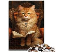 Puzzles pour Adolescents 1000 pièces, Livre de Lecture de Chat, Puzzles pour Adultes, Jeux Amusants, décoration Murale, Cadeaux d'anniversaire et de Noël Uniques (50x75cm)