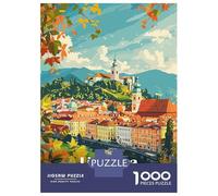 Puzzles pour Adolescents 1000 Pièces Ljubljana, Slovenia Cityscape Puzzles pour Adultes Assemblage De Modèles De Puzzles Stimulants Amusant en Famille Et Soirée Jeux 70x50cm/1000pcs