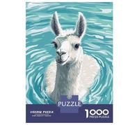 Puzzles pour Adolescents - 1000 Pièces Llama Swimming in Blue Water Puzzles pour Adolescents - Idéal pour S'amuser en Famille - Cadeau Original pour Un Anniversaire Ou Noël 70x50cm/1000pcs