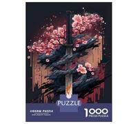 Puzzles pour Adolescents 1000 Pièces Lotus Katana Puzzle Jeux Relaxants Défi Difficile Activités Amusantes À La Maison 38x26cm/1000pcs