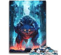 Puzzles pour Adolescents 1000 pièces Loup de la Ville Nocturne Aidez Le Cerveau à exercer des Jouets addictifs pour cultiver la Patience Convient aux Couples 50x75cm