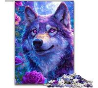 Puzzles pour Adolescents 1000 pièces Loup Fleur, Anti-Stress, défi Difficile, Cadeaux du Père Noël Secret pour Les 14 Ans et Plus (Taille 50x75cm)