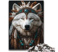 Puzzles pour Adolescents 1000 pièces Loup Indien 1000 pièces pour Adultes, pour Jeu éducatif, Jouet de défi, décoration intérieure Unique et Cadeaux (38x26cm)
