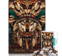 Puzzles pour Adolescents 1000 pièces Loup Indien, Anti-Stress, défi Difficile, décoration d'intérieur Unique et Cadeaux 75x50cm