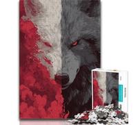 Puzzles pour Adolescents 1000 pièces Loup Noir et Blanc, Jouets éducatifs et Amusants à la Maison, Cadeaux d'anniversaire, Cadeaux de Voyage (75x50cm)