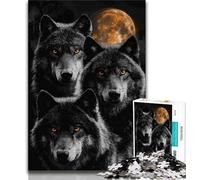 Puzzles pour Adolescents 1000 pièces Loup Noir et Blanc, pour Jeu éducatif, défi, Jouet, offrez-Le à Toute la Famille 38x26cm