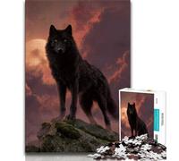 Puzzles pour Adolescents 1000 pièces Loup Noir, Jeu éducatif Familial, décoration Murale, Cadeaux d'anniversaire et de Noël Uniques (75x50cm)