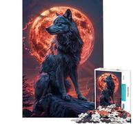 Puzzles pour Adolescents 1000 pièces Loup Solitaire et Lune de Sang Défi éducatif Jeu de réflexion Difficile et Complexe pour Les 14 Ans et Plus (38x26cm)