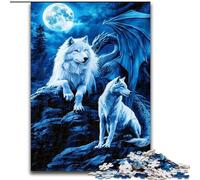 Puzzles pour Adolescents 1000 pièces Loup sous la Lune, Jouet éducatif et décompressant, idéal comme Cadeau pour Toute la Famille (Taille 50x75cm)