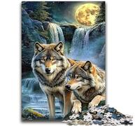 Puzzles pour Adolescents 1000 pièces Loup sous la Lune pour Les 14 Ans et Plus Défi éducatif Activités Amusantes à la Maison, Cadeaux d'anniversaire, Cadeaux de Voyage 26x38cm