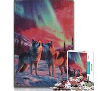 Puzzles pour Adolescents 1000 pièces Loup sous l'aurore 1000 pièces pour Adolescents, Jouets éducatifs et éducatifs, Jeux familiaux, Anniversaires et Cadeaux Uniques (Taille 38x26cm)