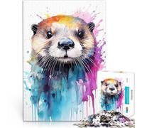 Puzzles pour Adolescents 1000 pièces Loutre de mer à l'aquarelle Difficile Difficile Cadeau d'anniversaire, Cadeaux, décoration Murale 52x38cm