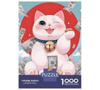 Puzzles pour Adolescents 1000 Pièces Lucky Cat with Coins - Maneki Neko Bitcoins Puzzles pour Adolescents, Jouet, Décoration Murale, Décoration Intérieure, Interaction Parent-Enfant 70x50cm/1000pcs