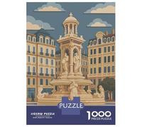 Puzzles pour Adolescents 1000 Pièces Lyon Cityscape Illustration Puzzles pour Adolescents - Améliorez Votre Mémoire pour Un Anniversaire Ou Noël - Jeu Au Design Magnifique 52x38cm/1000pcs
