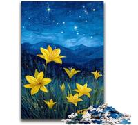 Puzzles pour Adolescents 1000 pièces Lys Jaunes dans Le Ciel Nocturne Jouets éducatifs éducatifs Jeux familiaux Renforcer l'amour Entre Les Couples 50x75cm