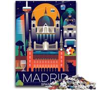 Puzzles pour Adolescents 1000 pièces Madrid Espagne Voyage Art 1000 pièces pour Adolescents, avec Affiche et fiche de Questions correspondantes pour Les 14 Ans et Plus (26x38cm)