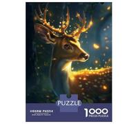Puzzles pour Adolescents 1000 Pièces Magical Glowing Deer Puzzles pour Adolescents, Jouet, Décoration Murale, Décoration Intérieure, Interaction Parent-Enfant 70x50cm/1000pcs