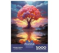 Puzzles pour Adolescents 1000 Pièces Magical Sunset Tree Reflections Puzzle pour Adultes Jeux Relaxants Vacances À La Maison Passer Le Temps Difficile À Compléter 70x50cm/1000pcs