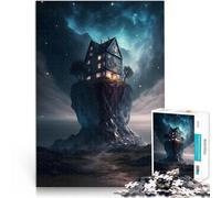 Puzzles pour Adolescents 1000 pièces Maison sur Une Falaise Jouets Jeux éducatifs Soulagement du Stress Œuvre d'art 50x70cm