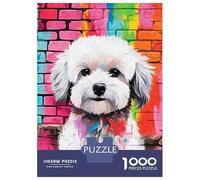 Puzzles pour Adolescents 1000 Pièces Maltese Dog Graffiti Puzzle Casse-tête Jeu De Réflexion Cadeaux pour Femmes Cadeaux De Noël Et d'anniversaire 70x50cm/1000pcs