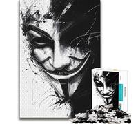 Puzzles pour Adolescents 1000 pièces Masque Anonyme Art Vendetta Jeu Manuel Défi Difficile Cadeaux Père Noël Secret (Taille 38x52cm)