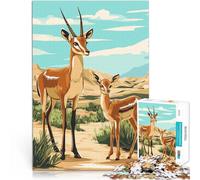 Puzzles pour Adolescents 1000 pièces Mère Gazelle et Faon Jouets éducatifs d'apprentissage Cadeau pour Les Anniversaires 38x26cm