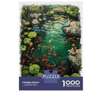 Puzzles pour Adolescents 1000 Pièces Mermaids and Koi Pond Painting Puzzle À Faire Soi-même, Jouet Anti-Stress, Interaction Parent-Enfant 52x38cm/1000pcs