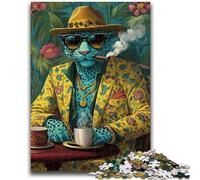 Puzzles pour Adolescents 1000 pièces Mode Léopard Anti-Stress Staycation Kill Time avec Affiche Assortie et Feuille de Questions 50x75cm