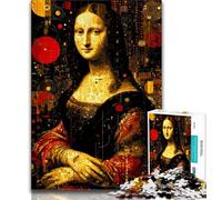 Puzzles pour Adolescents 1000 pièces, Mona Lisa Abstraite, Anti-Stress, séjour, Tuer Le Temps, liste de souhaits avec Le Père Noël (38x26cm)
