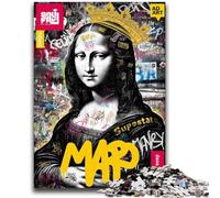 Puzzles pour Adolescents 1000 pièces Mona Lisa est Un Anti-Stress Amusant pour Passer des Vacances à la Maison avec Une Affiche Assortie et Une Feuille de Questions-réponses 26x38cm