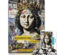 Puzzles pour Adolescents 1000 pièces Mona Lisa Graffiti, Anti-Stress, défi Difficile, Chaque pièce est Unique - Jeu Familial Stimulant et Amusant 50x75cm