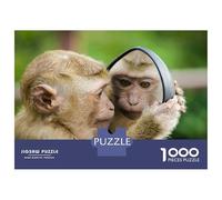 Puzzles pour Adolescents 1000 Pièces Monkey Looking in Mirror Puzzle pour Adultes Jeux Relaxants Décoration Intérieure Cadeaux Uniques pour Anniversaire Et Noël 38x26cm/1000pcs