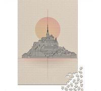 Puzzles pour Adolescents 1000 Pièces Mont Saint-Michel Minimalist Art Print Puzzles pour Adultes - Décoration Murale - Décoration Parfaite - Cadeaux Uniques d'anniversaire Et De Noël 70x50cm/1000pcs