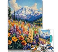 Puzzles pour Adolescents 1000 pièces Montagnes Fleuries, Anti-Stress, Vacances à la Maison, Passe-Temps, Amour Entre Couples (38x26cm)