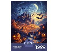 Puzzles pour Adolescents 1000 Pièces Moonlit Castle Halloween Puzzles pour Adultes Jeux Relaxants pour Toute La Famille Cadeaux Amusants pour Les Amis Et La Famille 52x38cm/1000pcs