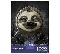 Puzzles pour Adolescents 1000 Pièces Morning Sloth Coffee Black Puzzle pour Adolescents Améliore La Mémoire Difficile À Compléter Jeu Stimulant Jouets 70x50cm/1000pcs