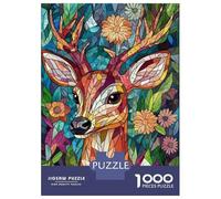 Puzzles pour Adolescents 1000 Pièces Mosaic Deer Portrait Puzzle pour Adultes Jouets Anti-Stress Améliore La Mémoire Cadeaux Anti-Stress 70x50cm/1000pcs