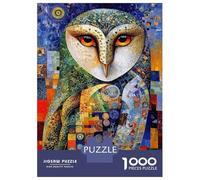 Puzzles pour Adolescents 1000 Pièces Mosaic Owl Portrait Puzzles pour Adultes Puzzle pour S'amuser en Famille Stimule Le Cerveau pour Les Jeux 70x50cm/1000pcs